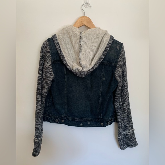 Free People Denim Sweatshirt Jacket Washed Black Distressed Size M - Picture 7 of 9